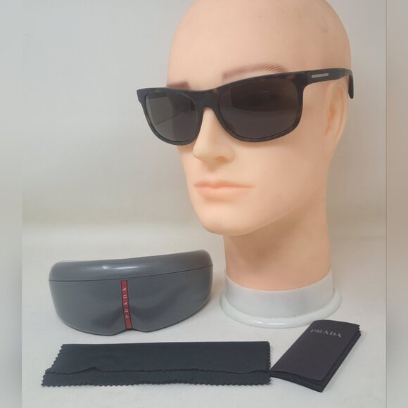 NEW Prada Men's Sunglasses SPR 15R Dark Matte Havana Brown Square 60-18-140mm - Picture 1 of 13